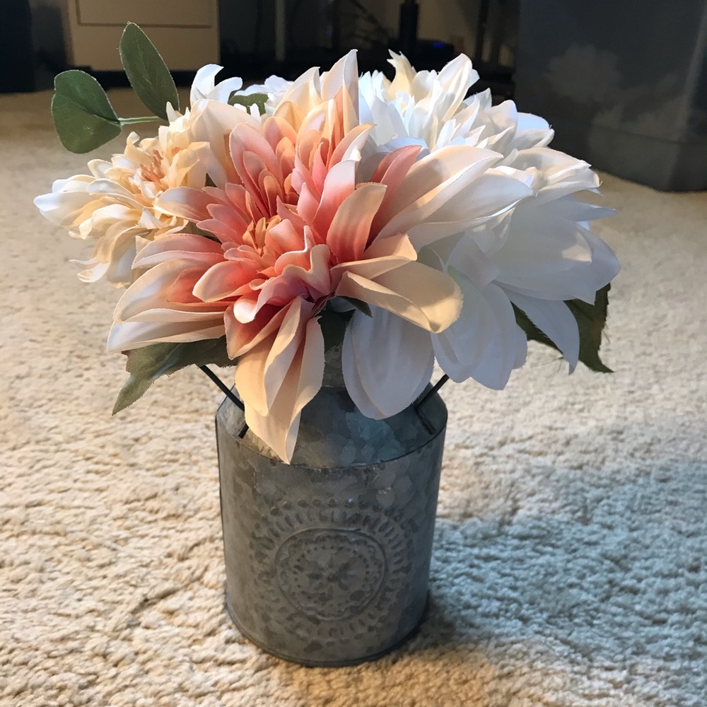 Galvanized Milk Can Flower Decor Arrangement